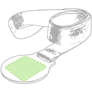A medal with a green ribbon and a circular pendant, featuring a blank area for customisation.