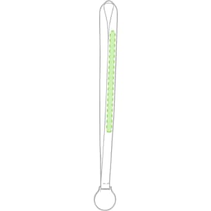 A green lanyard with a loop at the end, featuring a contrasting strip down the centre.