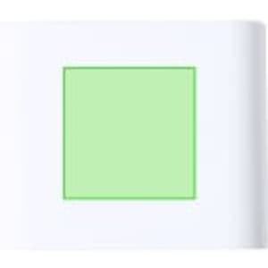 A small square speaker in a bright green colour, encased in white. Features branding on the product.