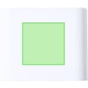 A speaker in white with a square green panel; it features a logo.