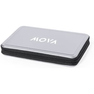 A metallic grey tool set case with a zipped closure and branding on the top.