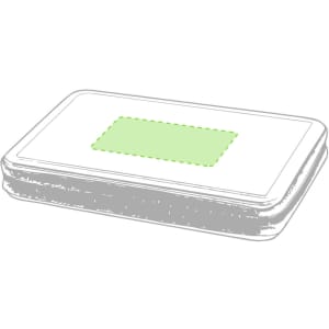 A rectangular tool set in white with a green accent, featuring a logo. Compact and portable design.