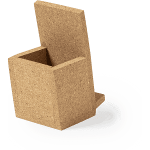 A brown pencil holder made of textured material, featuring a minimalist design with an open compartment.