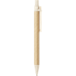 A gold pen with a pointed tip and a clip. The pen has a smooth, metallic finish and a simple design.