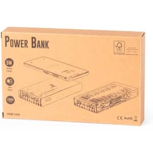 A product box for a Diuk Fsc Power Bank with a wireless charger, featuring brown packaging and a logo.