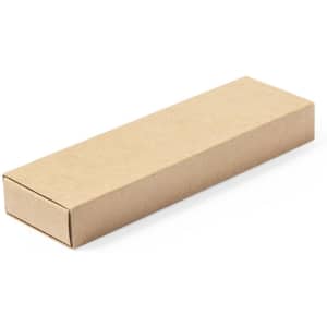 A brown cardboard box with a rectangular shape, featuring a tuck-in flap. It has a plain, unmarked surface.