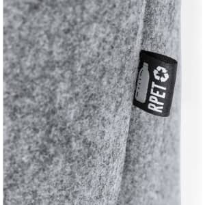 A grey tote bag featuring a textured surface and a small logo tag.