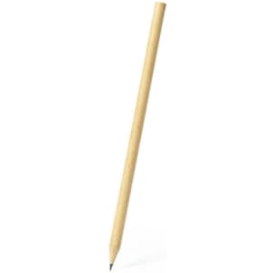A grey-lead pencil with a natural wood finish and a sharpened point. The pencil features a logo.
