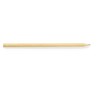 A grey-lead pencil with a light wooden casing, featuring a branding logo on its surface.