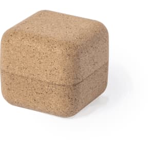 A square, natural-toned case made from eco-friendly materials with a smooth finish and a simple design.