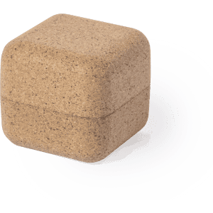 A square, beige eco-friendly container with a lid, made from a textured material. It features a simple design.