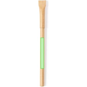 A grey-lead pencil with a wooden finish and a branding logo on its side.