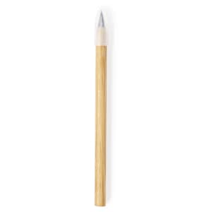 A grey-lead pencil with a wooden shaft and a transparent cap at the tip. Features a logo.