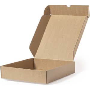 A brown cardboard box, featuring a flap opening, ideal for packaging and gift presentation.