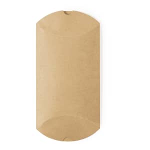 A brown, kraft paper gift box with curved edges, featuring a secure closure at the top.