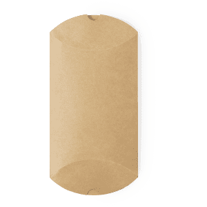 A plain brown gift box with curved edges and a tab closure, featuring a simple design and no visible branding.