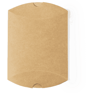 A kraft paper gift box with a curved shape and a secure closure, featuring a simple, natural finish.