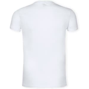 A white adult V-neck T-shirt with a plain back and no visible logos.
