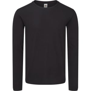 A long sleeve adult T-shirt in black with a plain design and a logo on the label.