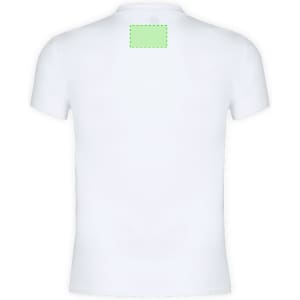 A white adult T-shirt featuring a blank area for customization on the back.