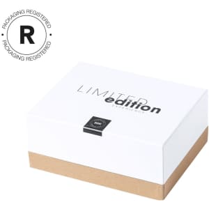 A white and kraft lunch box with a black circular logo, featuring 'LIMITED edition' text.