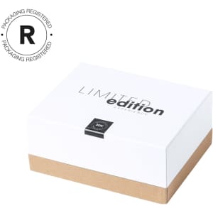 A white and brown box with a sleek design, featuring a logo and the words "Limited Edition Experience."
