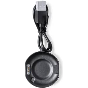 A black charging dock for the Fronk Smart Watch, featuring a USB connector and three charging pins.