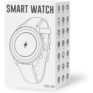 A packaging box for the Fronk Smart Watch, featuring a simple design with a light-coloured watch illustration and branding.