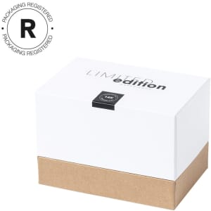 A white box with a brown base, featuring the words "Limited Edition" and a logo on the front.