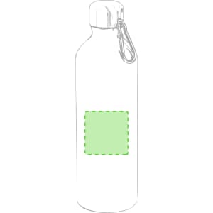 A drink bottle in a sleek design featuring a silver finish and a clip. It includes a blank area for branding.