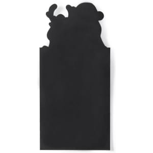 A black magnetic to-do list featuring playful character outlines at the top. It has a smooth, non-textured surface.