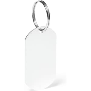 A clear rectangular keyring with a silver metal ring, designed for personalisation.