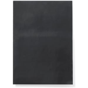 A black magnet featuring a smooth surface, suitable for various uses. It has a branding logo on the side.