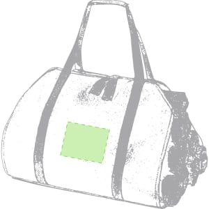 A green and black log carrier bag with adjustable straps and a blank rectangular area for branding.