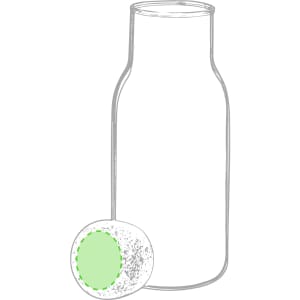 A drink bottle in a clear outline, featuring a round lid with a green accent.