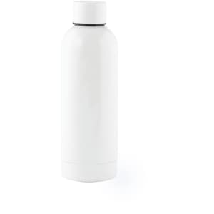 A drink bottle in sleek white, featuring a contemporary design and a branded logo on the surface.