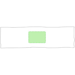 A green patch in the centre of a white rectangular fabric. The fabric appears smooth and unpatterned.