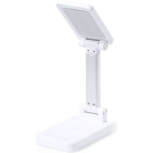 A multifunction lamp in white with an adjustable head and a sleek base, featuring buttons on the surface.