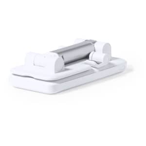 A multifunction holder in white and silver, featuring a compact design and integrated functionality for devices.