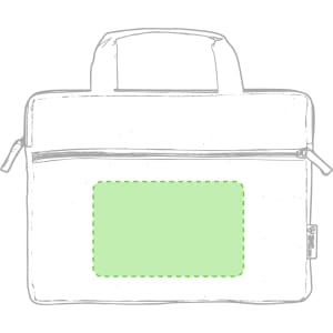 A green Baiplur Document Bag with a zip closure and a front pocket. It features handles and a logo.