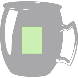 A coffee mug with a sleek design, featuring a handle and a blank area for customisation. The mug is displayed in a silver colour.