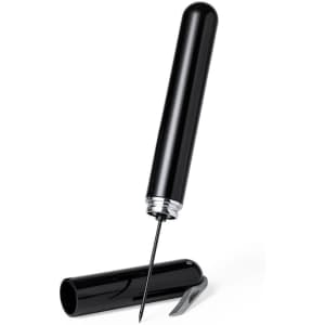 A black corkscrew with a sleek design and a removable cap. The product features a silver detail.