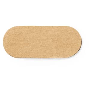 A tan oval-shaped webcam cover with a smooth surface and rounded edges, featuring a simple design.