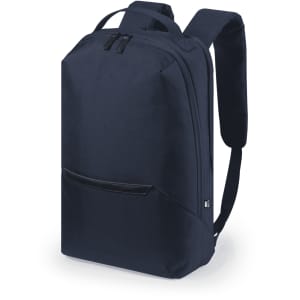 A navy Elanis Backpack with a sleek design and a front pocket. It features adjustable shoulder straps and a logo.