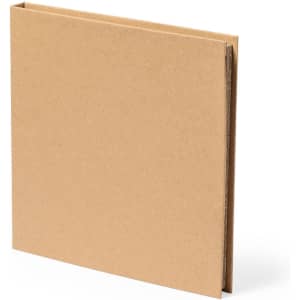 A square, brown cardboard folder with a simple design, featuring two open sides and a sturdy construction.