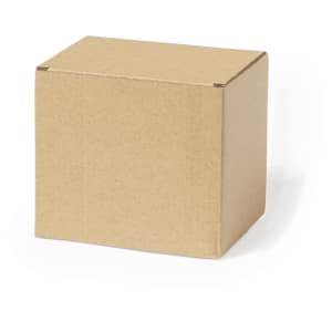 A brown cardboard gift box with a simple, unadorned design, featuring a square shape and clean edges.
