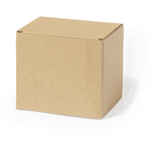 A plain brown cardboard gift box with a simple design, featuring straight edges and a fold top.