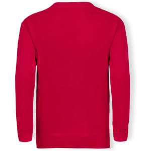 A red kids' sweatshirt with a classic set-in design, featuring long sleeves and a crew neckline.