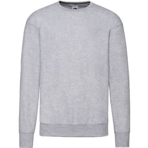 A grey Classic Set-In Sweat Kids Sweatshirt with a logo, featuring long sleeves and a crew neck design.