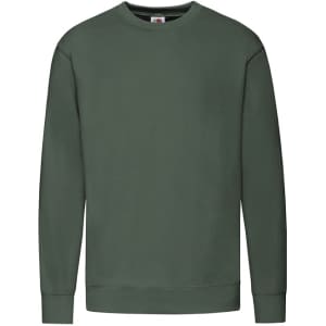 A green kids' sweatshirt with long sleeves and a round neck, featuring a logo. Ideal for casual wear.